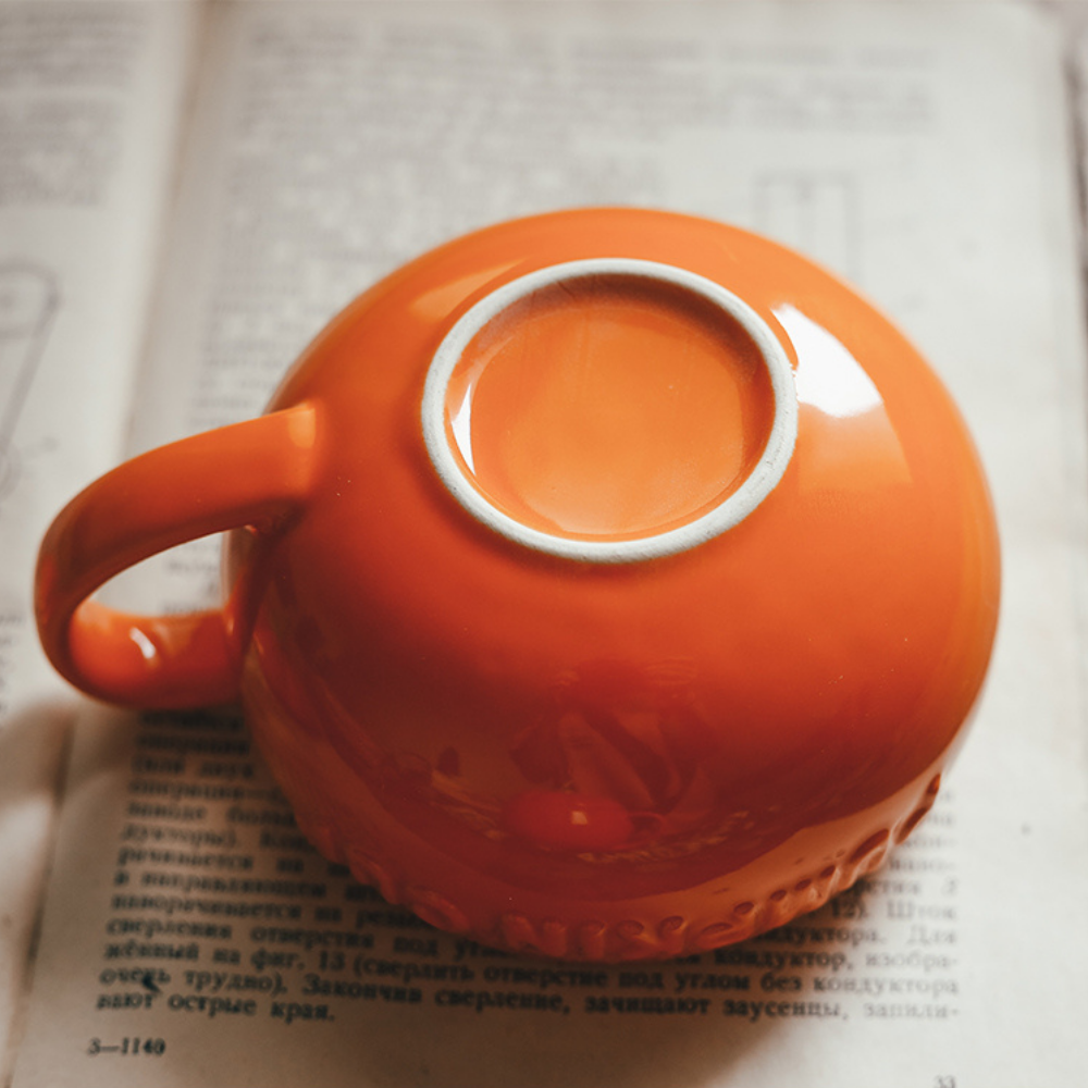Ceramic Pumpkin Mug with Lid and Spoon