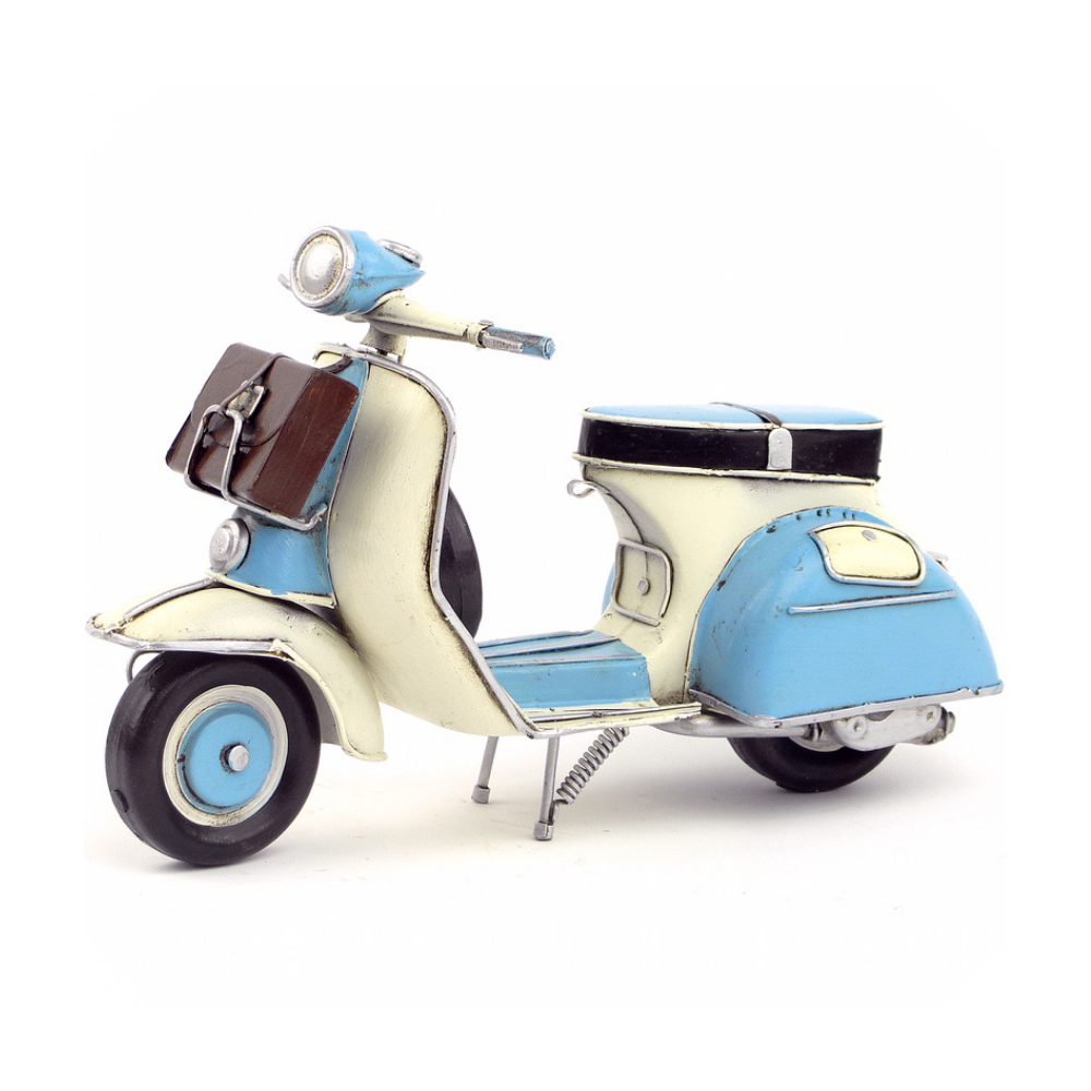 Vintage Blue Vespa Scooter with Briefcase