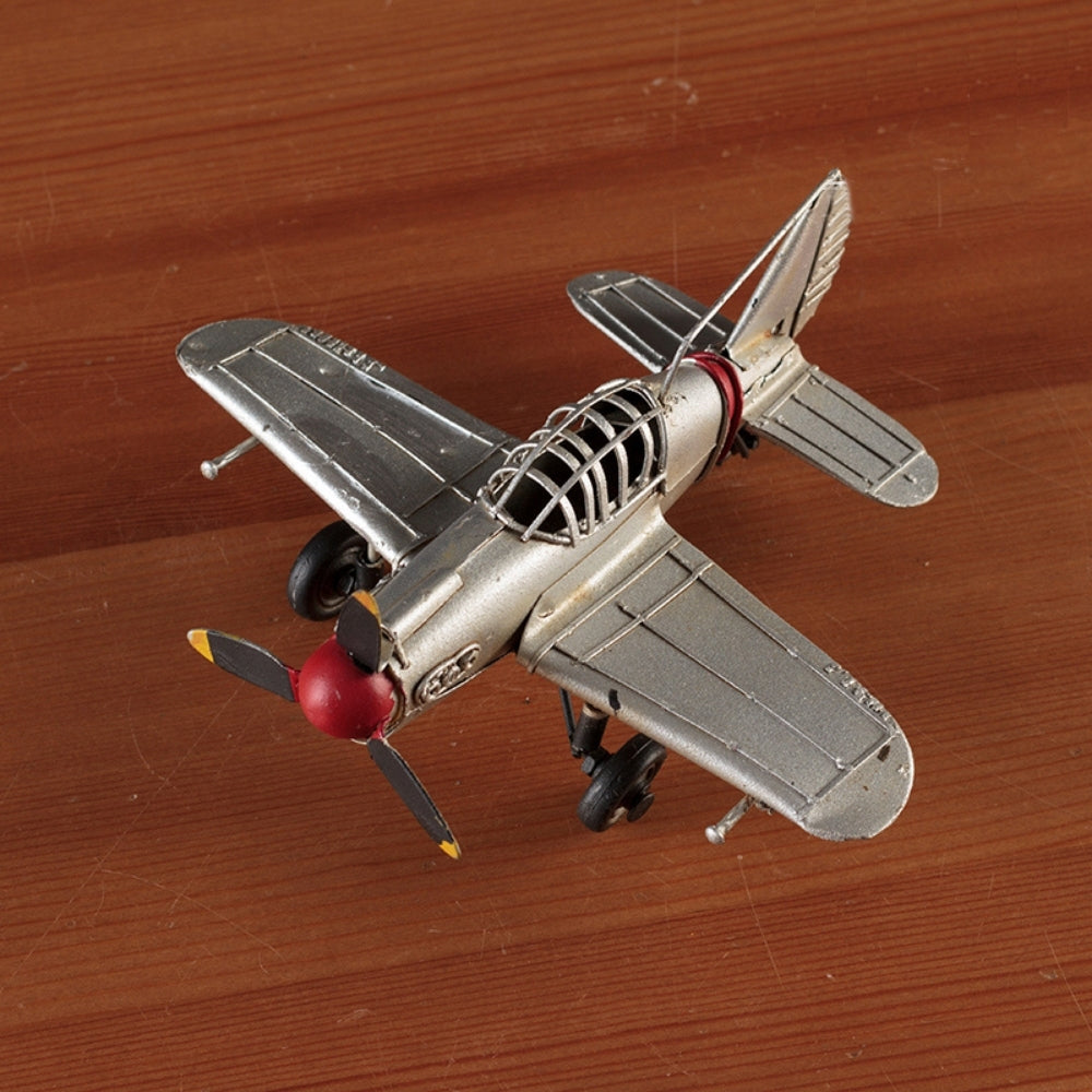 Vintage Metal Diecast Propeller Airplane Silver 16cm