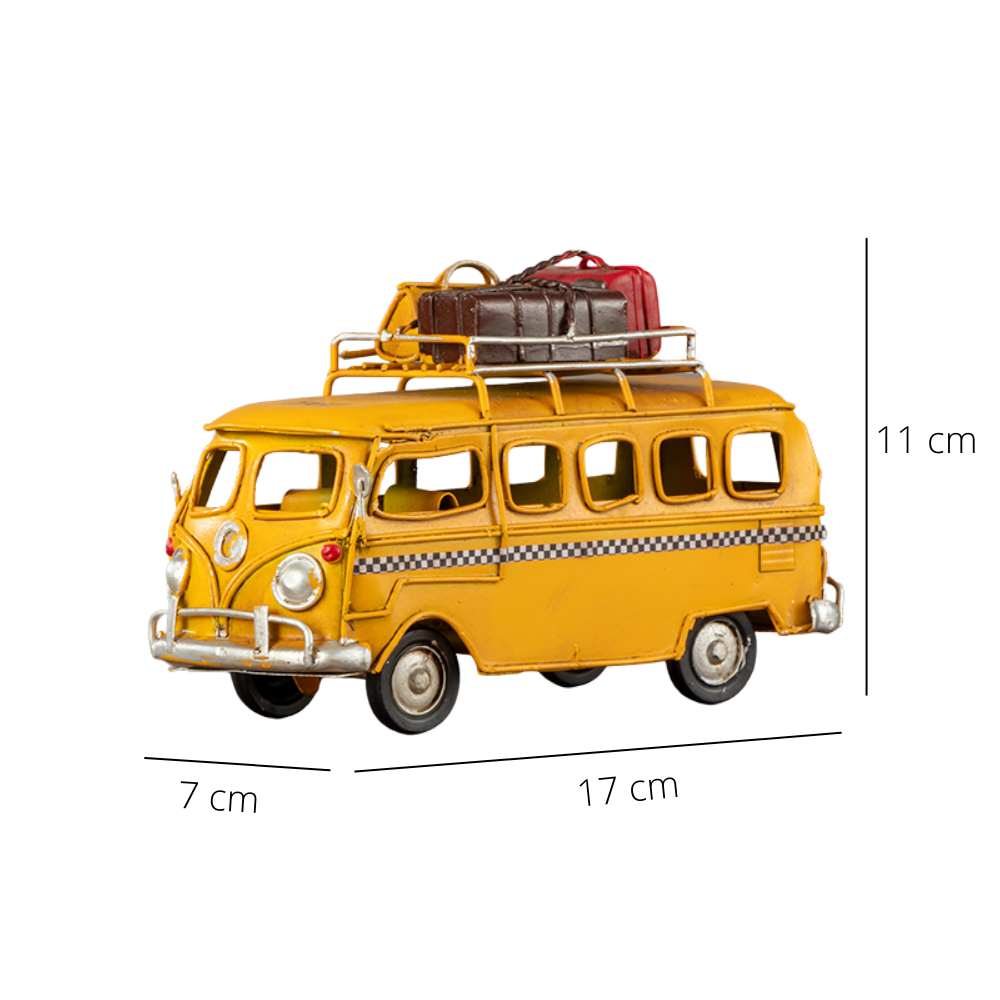 Vintage Metal Yellow Travel Bus