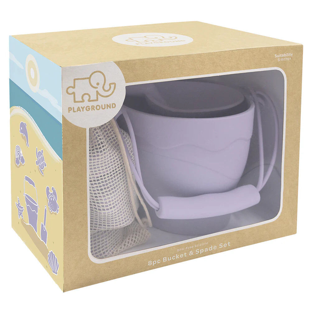 Playground Silicone 8pc Bucket & Spade Set - Lilac