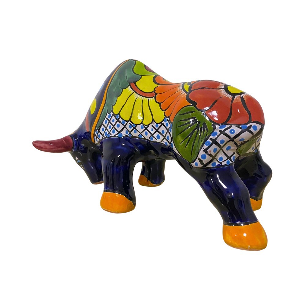 Mexican Talavera Ceramic Bull Figurine 35cm