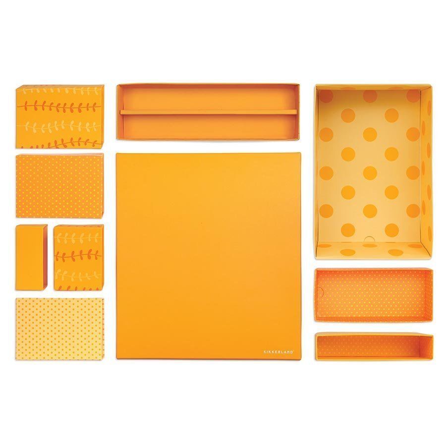 Kikkerland Orange Paper Desk Organiser Set