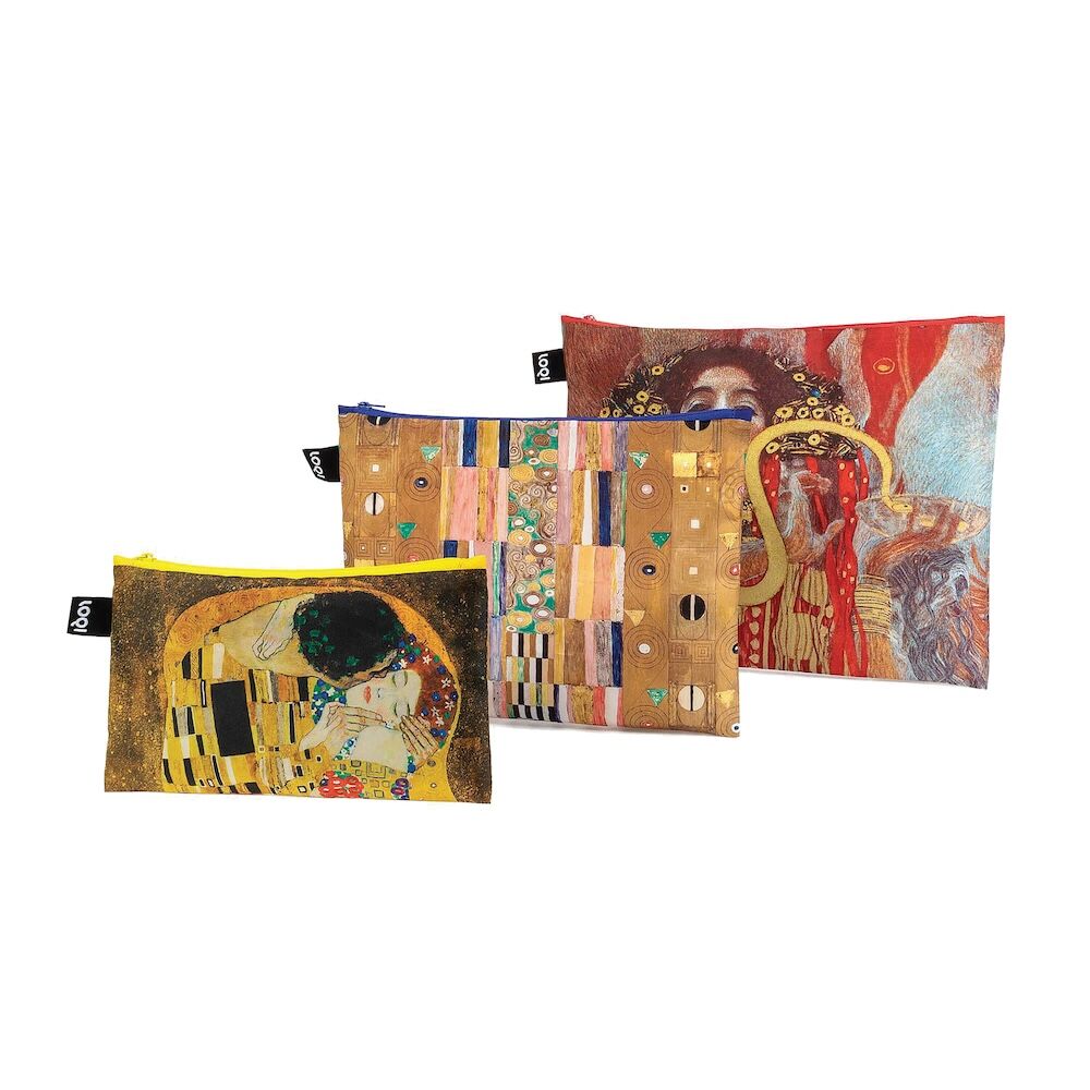 LOQI Gustav Klimt Recycled Zip Pockets 3pcs Set