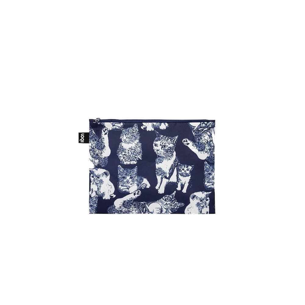 LOQI Red Poppy Bee Cats Recycled Zip Pockets 3pcs Set