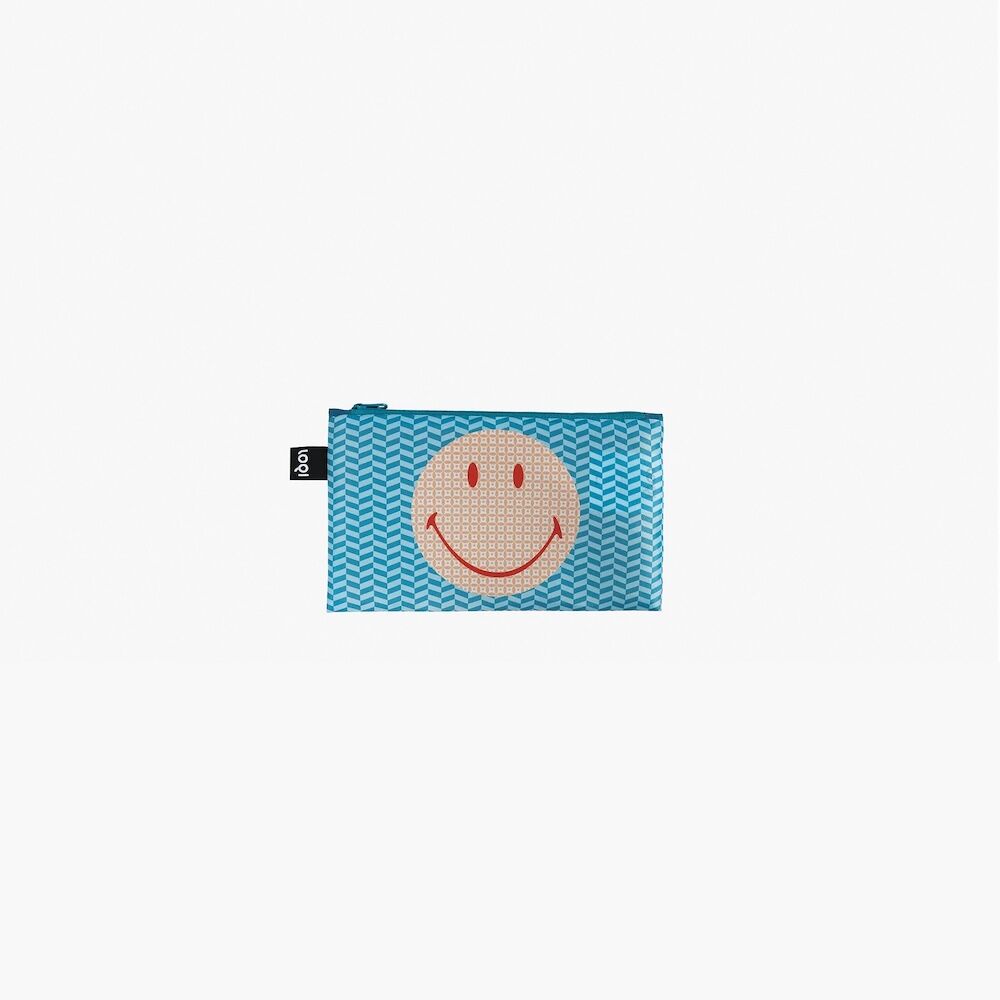 LOQI Smiley Transparent Milky Blossom Recycled Zip Pockets 3pcs Set