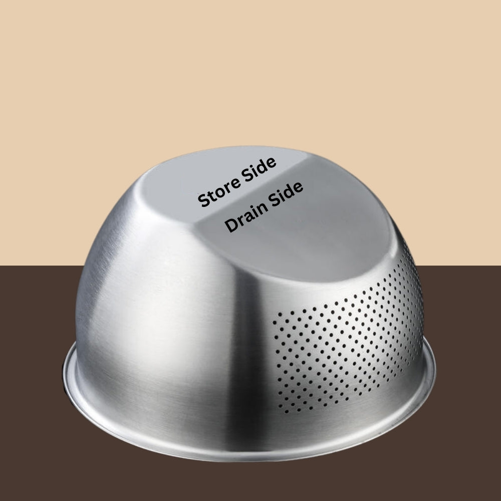 Inclined Bottom Stainless Steel Strainer Bowl
