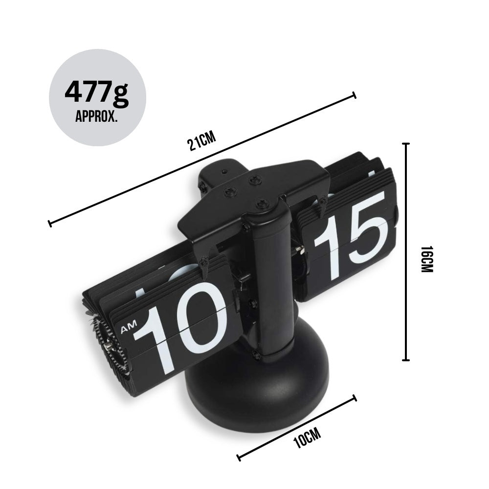 Retro Stainless Steel Flip Desk Clock - Matte Black
