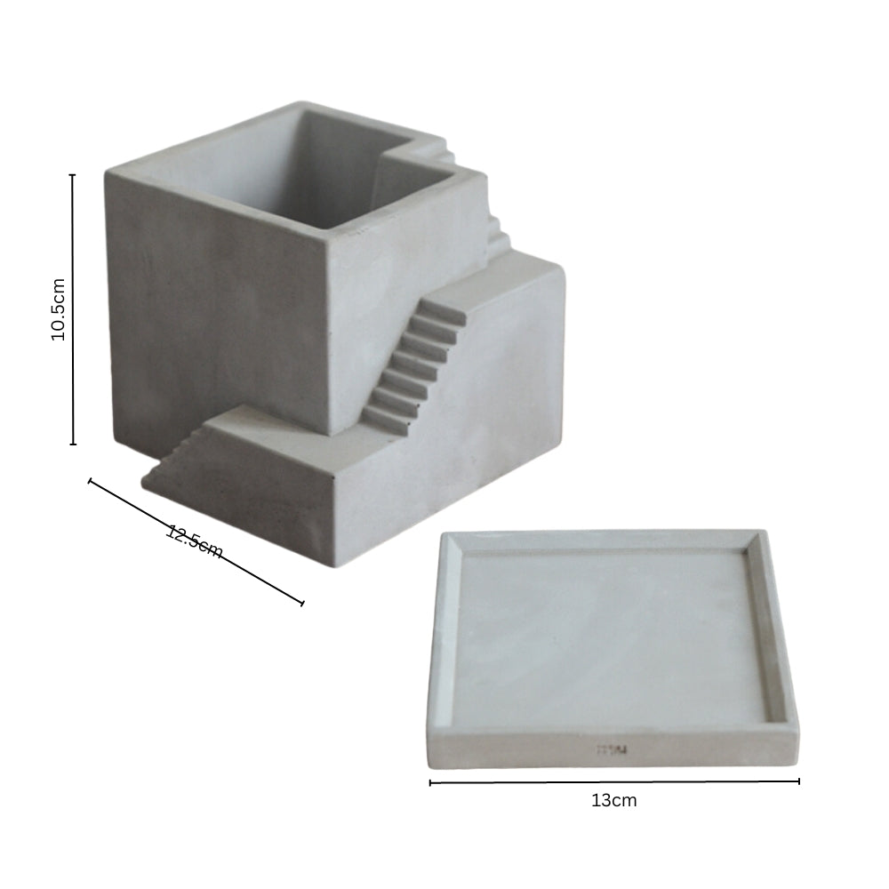 Lune Cement Architectural Stairway Planter Pot