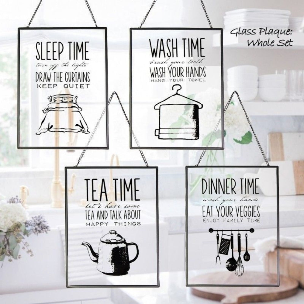 Listen to Me Wall Hanging Glass Plaque 18x24cm (Set of 4)