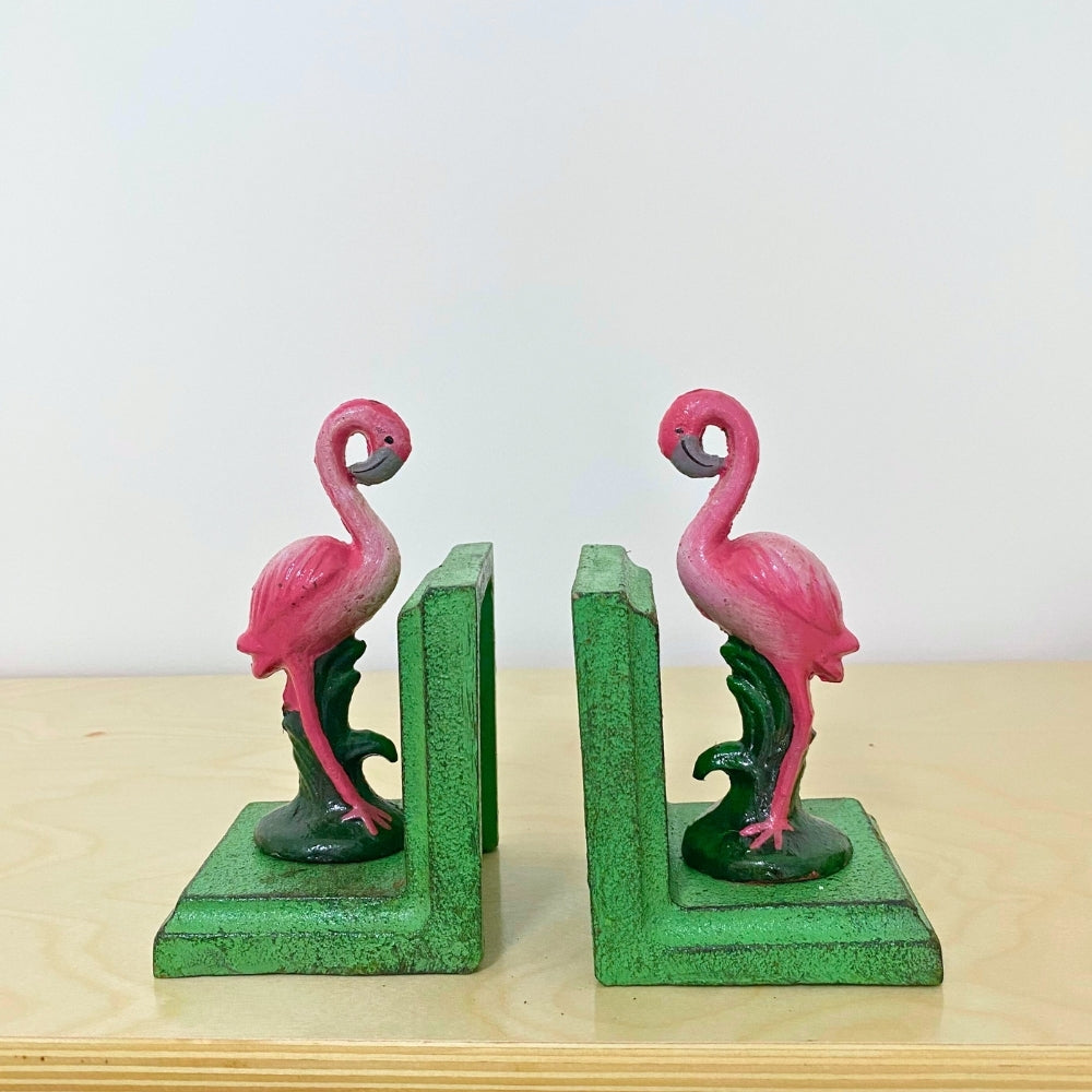 Cast Iron Flamingo Bookends