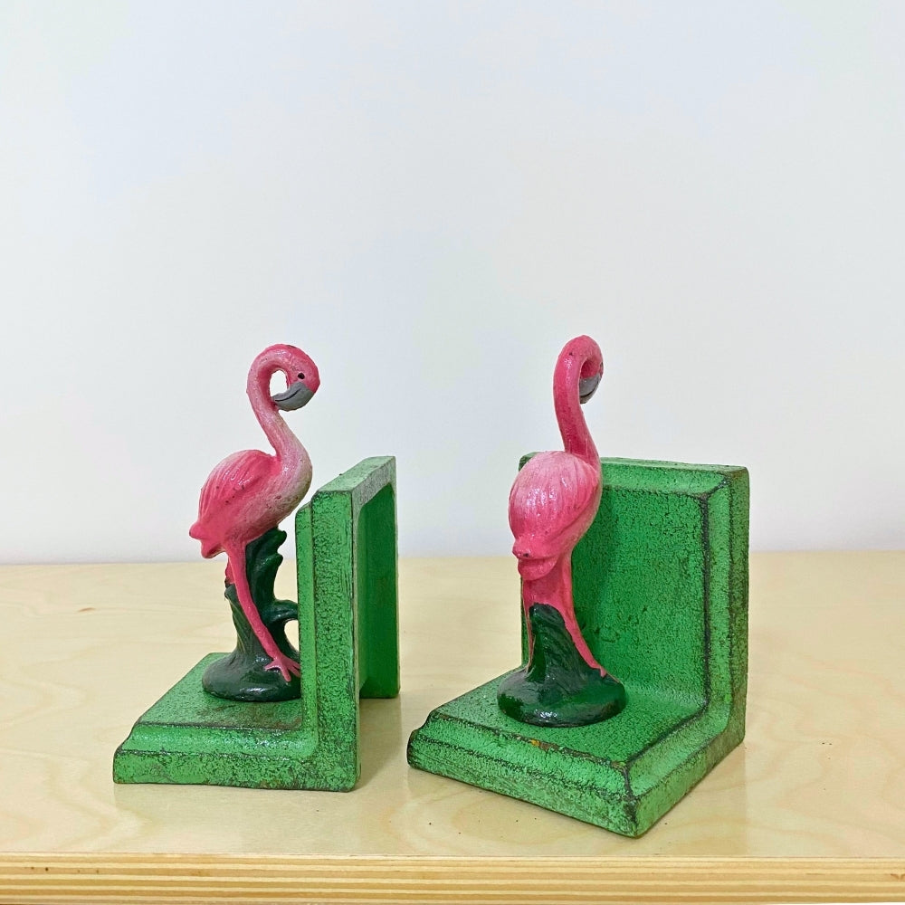 Cast Iron Flamingo Bookends