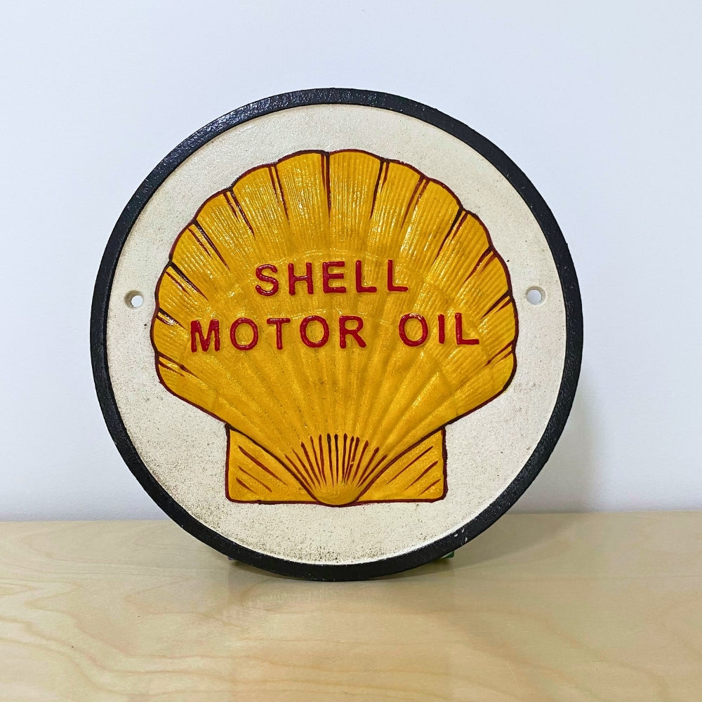 Cast Iron Shell Motor Oil Clam Circle Sign 24cm