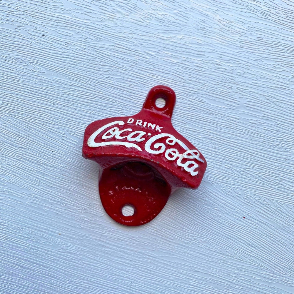 Cast Iron Coca Cola Wall Mount Bottle Opener - Red