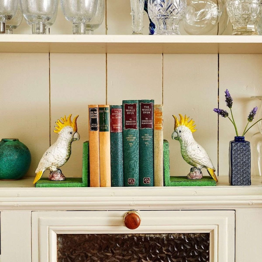 Cast Iron Cockatoo Bookends