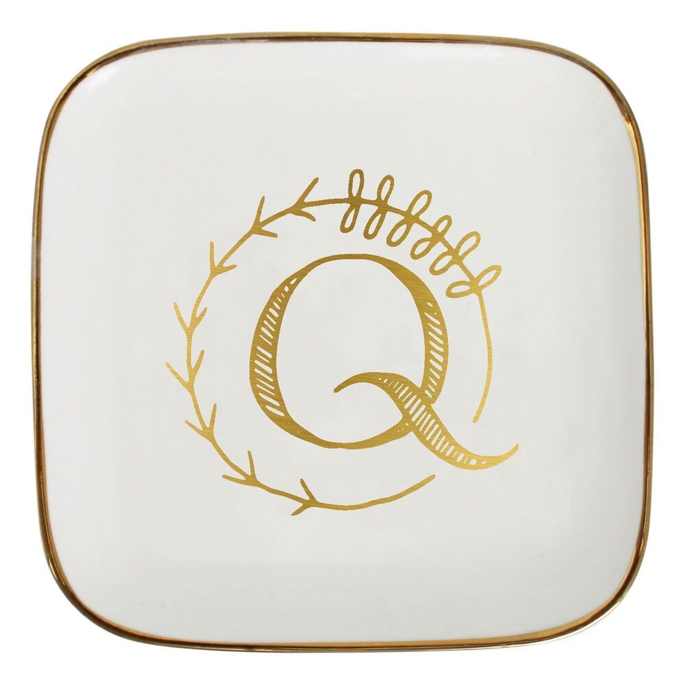 Luxurious Alphabet Monogram Ceramic Trinket Plate