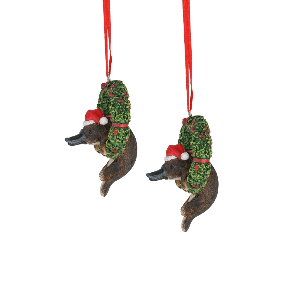 Australiana Platypus Arms Down Christmas Hanging Figure 8cm (Set of 2)