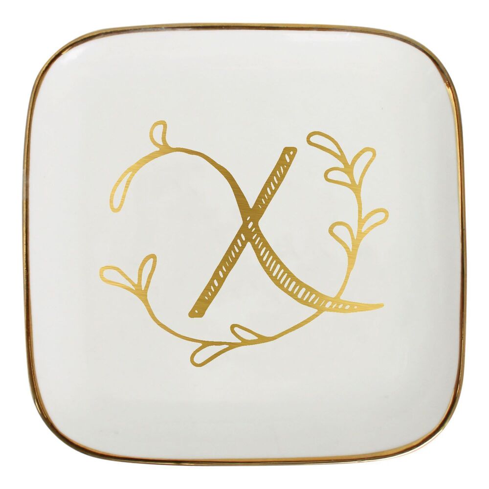 Luxurious Alphabet Monogram Ceramic Trinket Plate