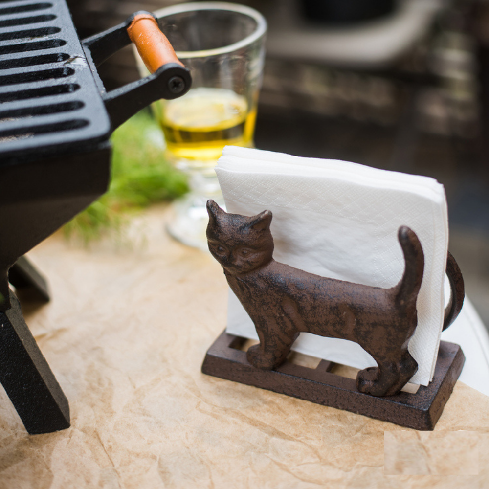 Vintage Cast Iron Cat Napkin Holder