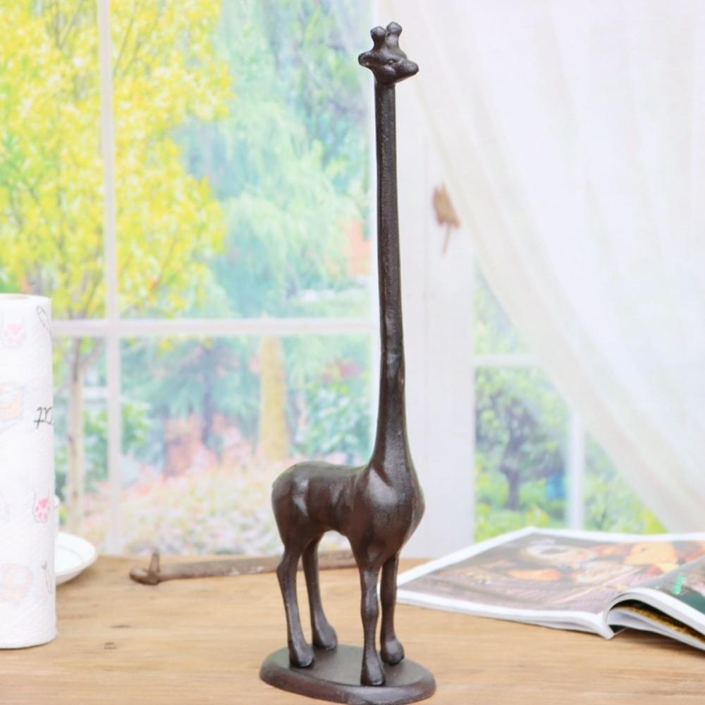 Cast Iron Giraffe Paper Towel Holder Stand