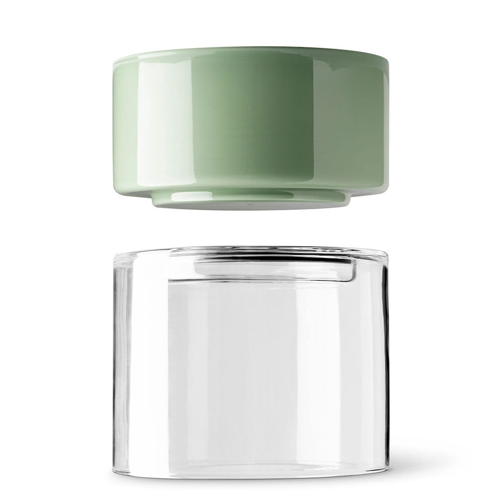 Studio Milligram Glass Flip Vase - Wide - Clear/Sage