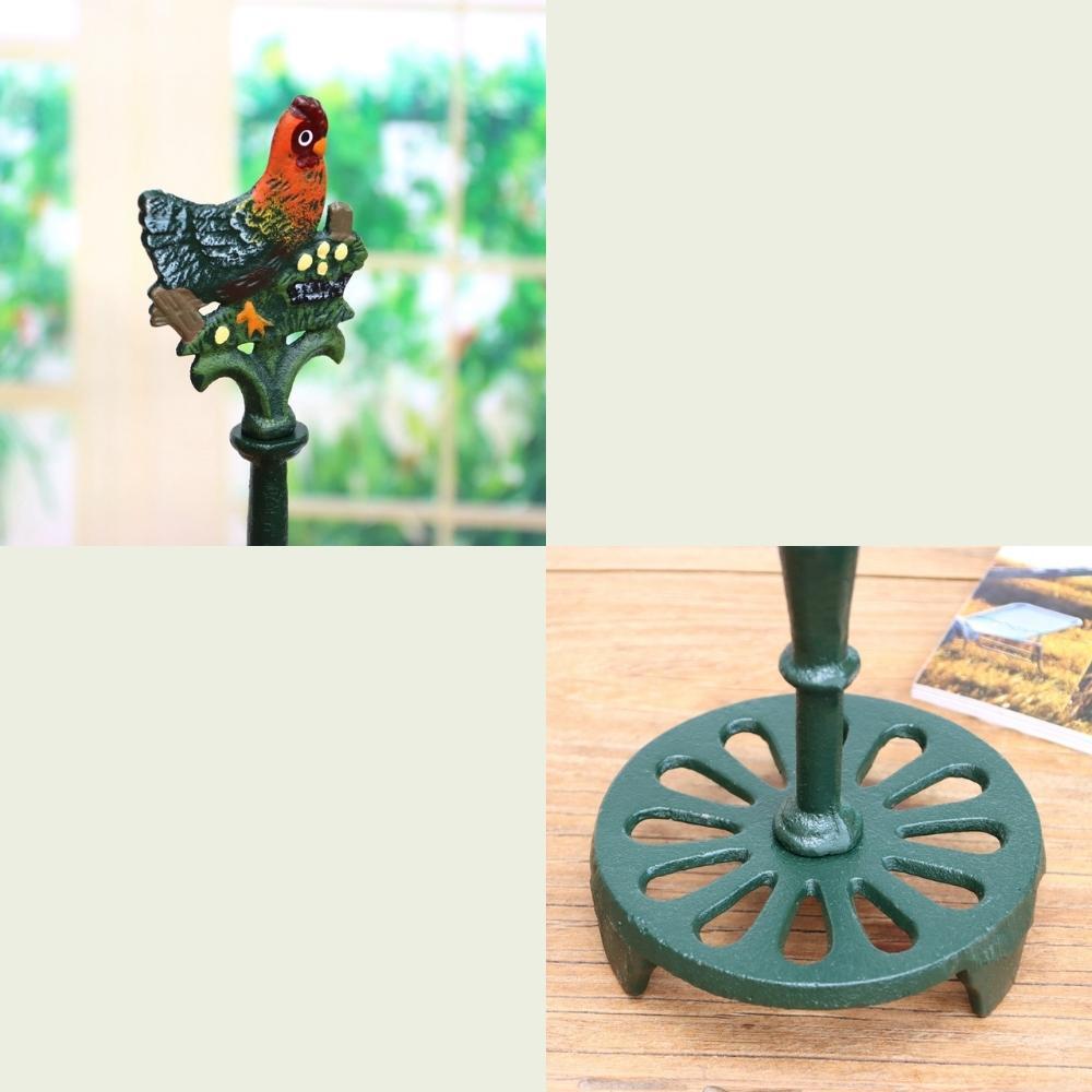 Cast Iron Hand Painted Rooster Paper Towel Holder Stand