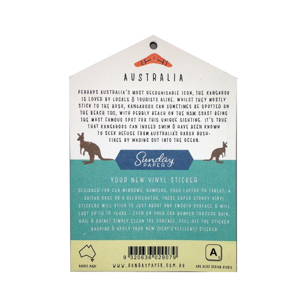 Sunday Paper Australia Kangaroo - Vinyl Bumper Sticker
