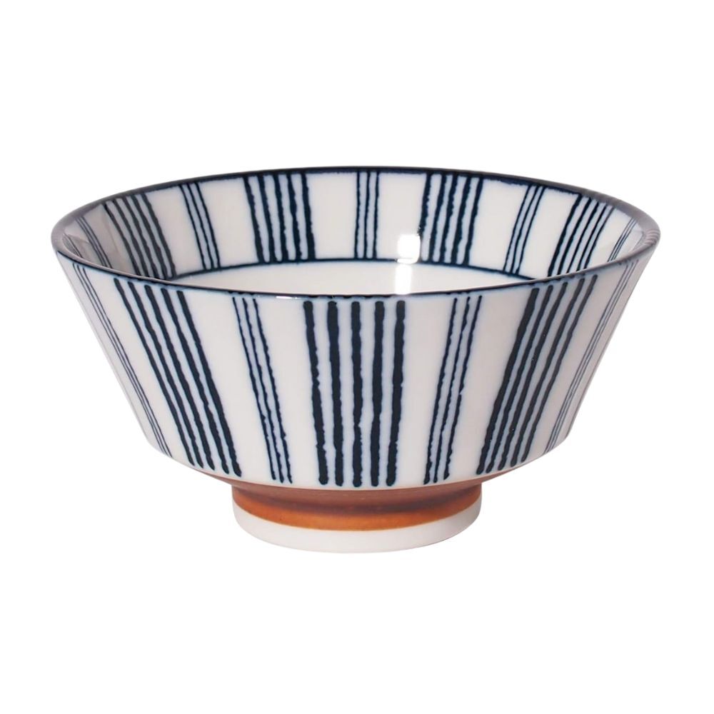 Minoru Pottery Suzu Shimamon Japanese Porcelain Ramen Bowl