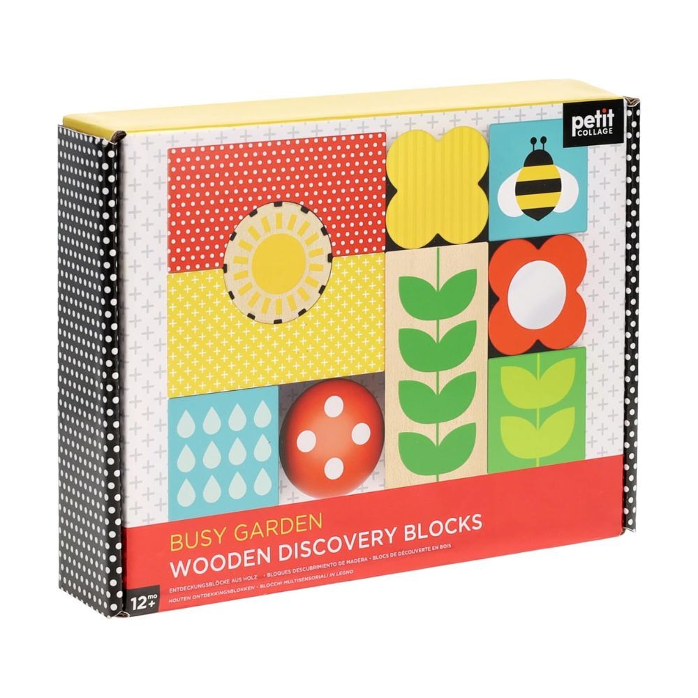 Petit Collage Busy Garden Wooden Discovery Blocks