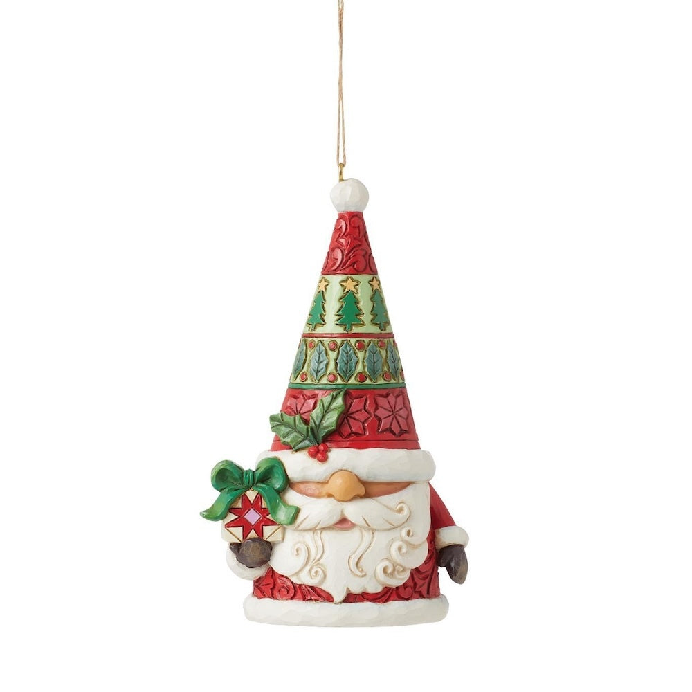 Heartwood Creek Santa Gnome with Gift Hanging Ornament