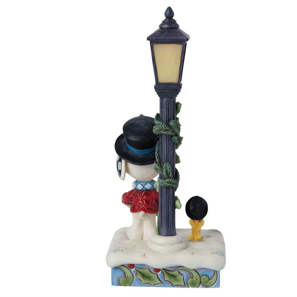 Peanuts by Jim Shore Snoopy & Woodstock Next To Lit Lampost