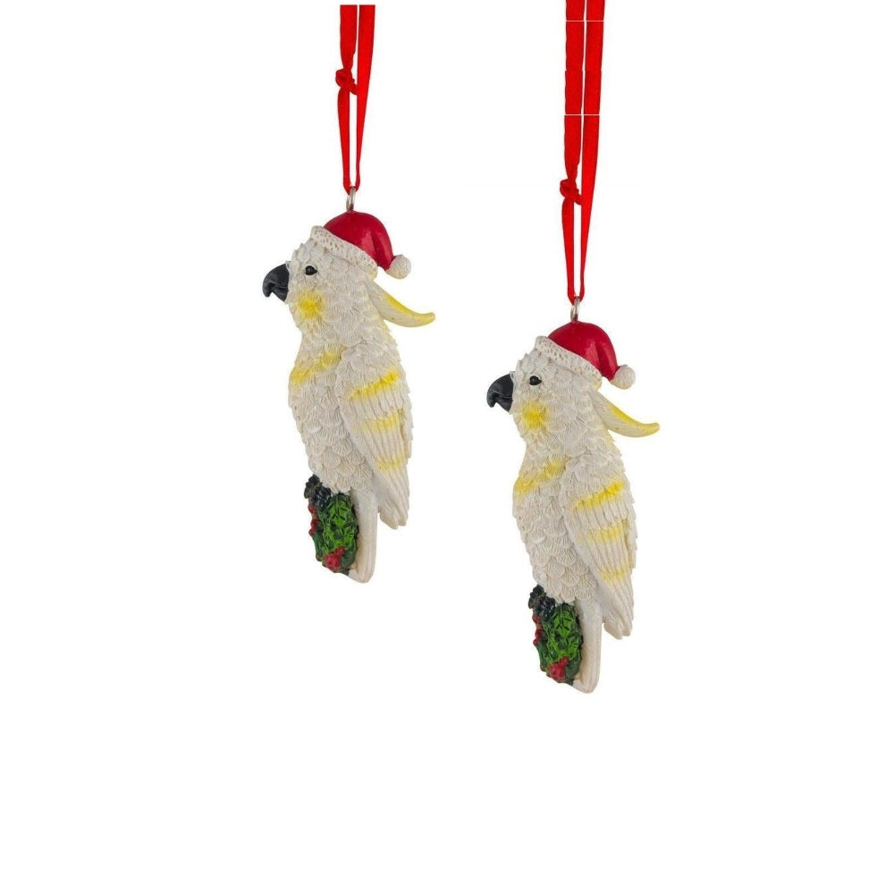Christmas Cockatoo Hanging Decoration 7.5cm (Set of 2)