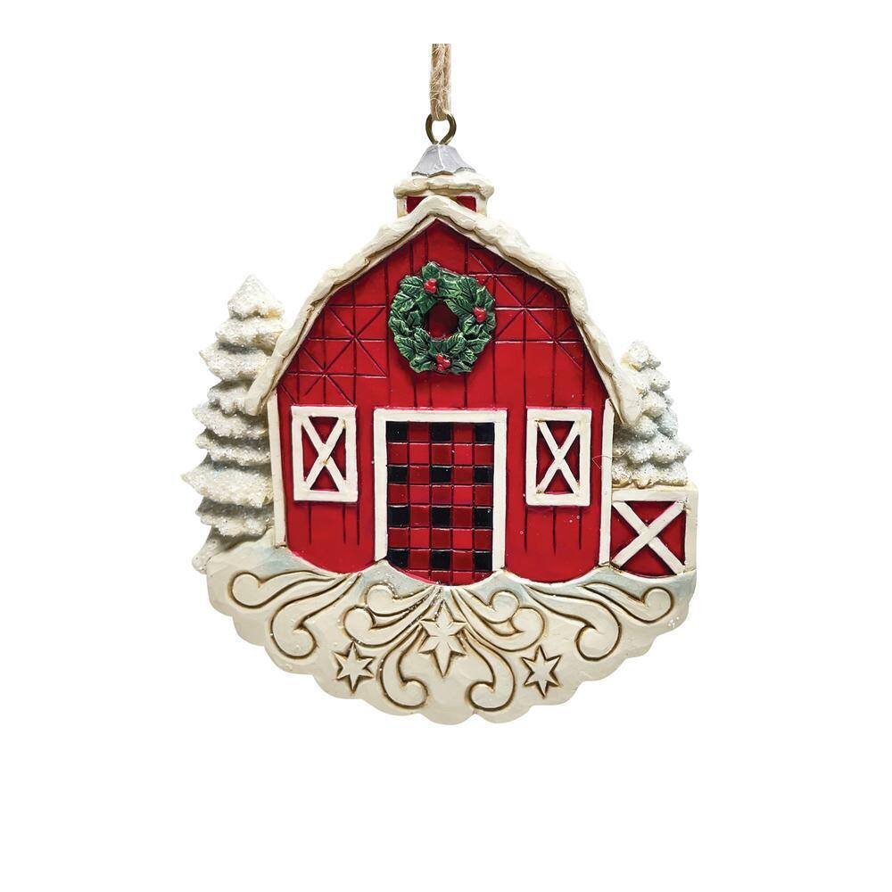Country Living By Jim Shore Red Barn Hanging Ornament