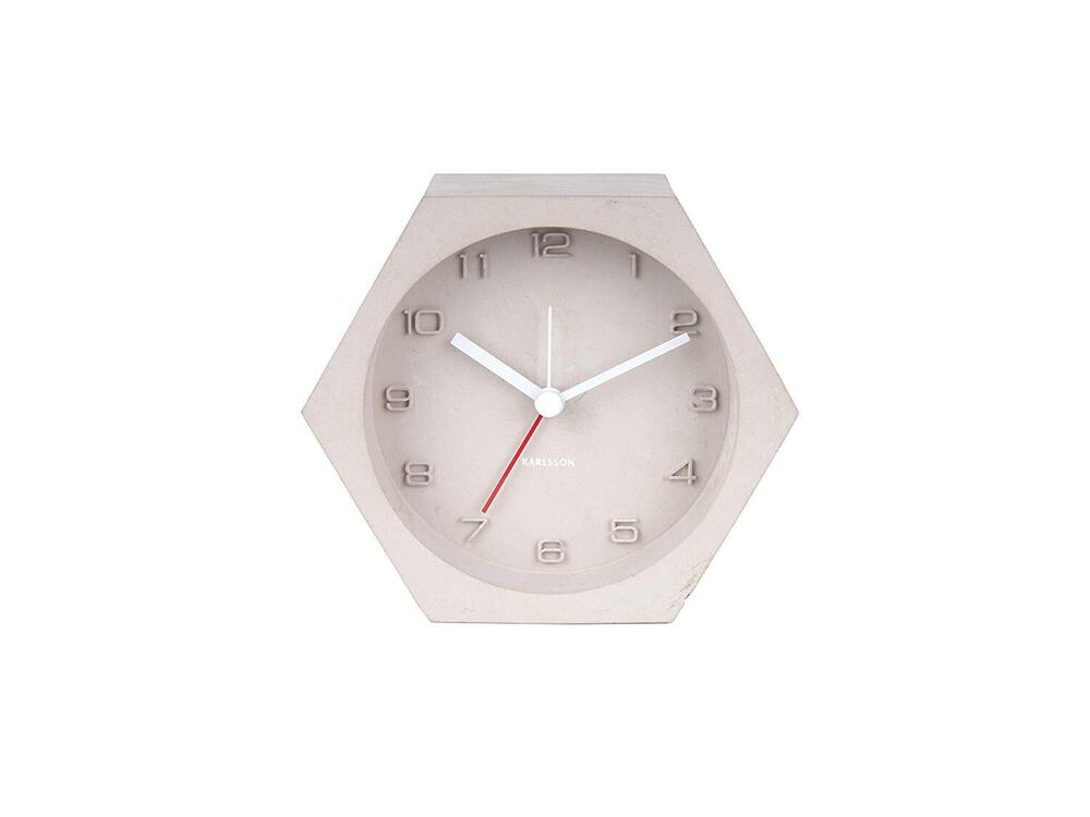 Karlsson Alarm Clock Hexagon Concrete Light Grey