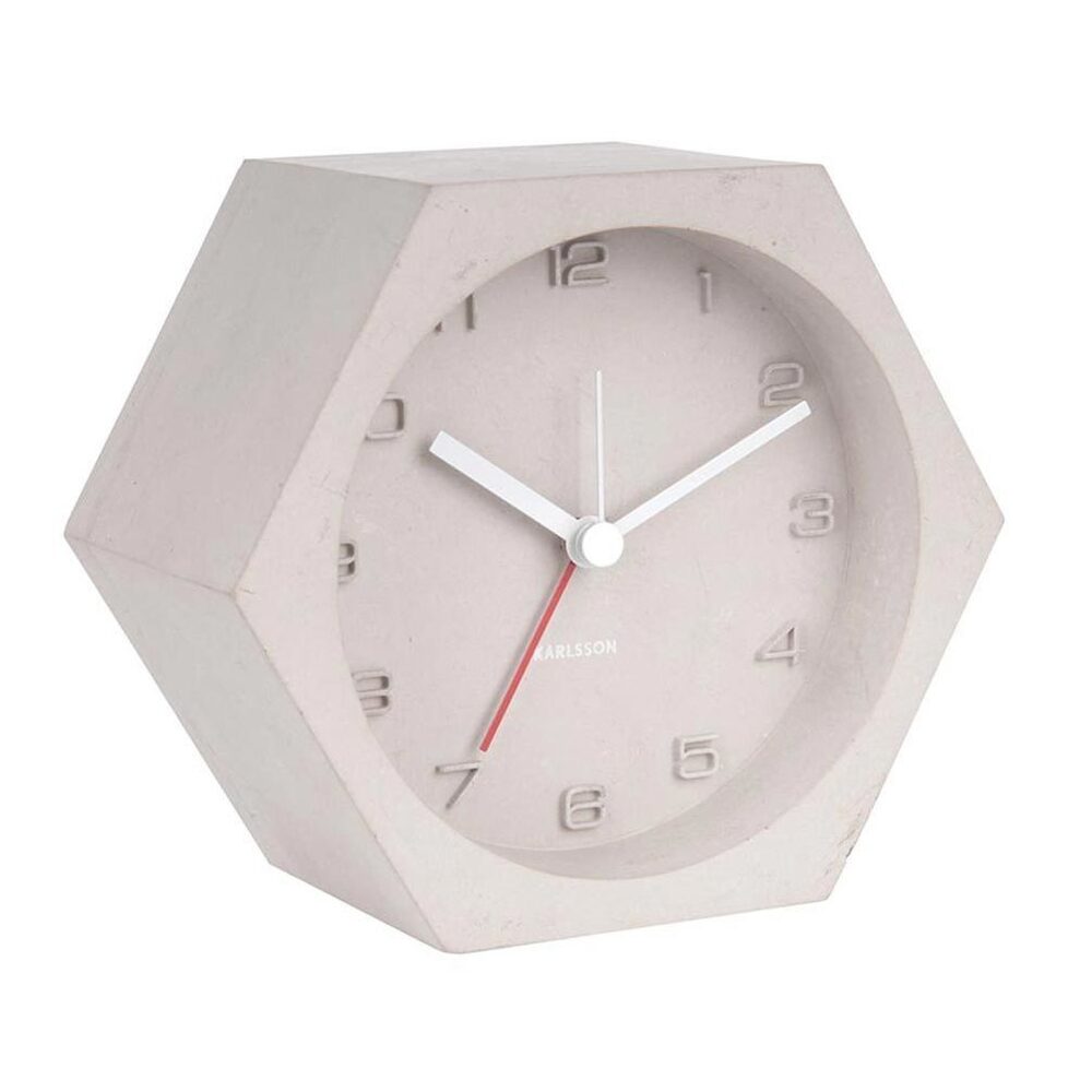 Karlsson Alarm Clock Hexagon Concrete Light Grey