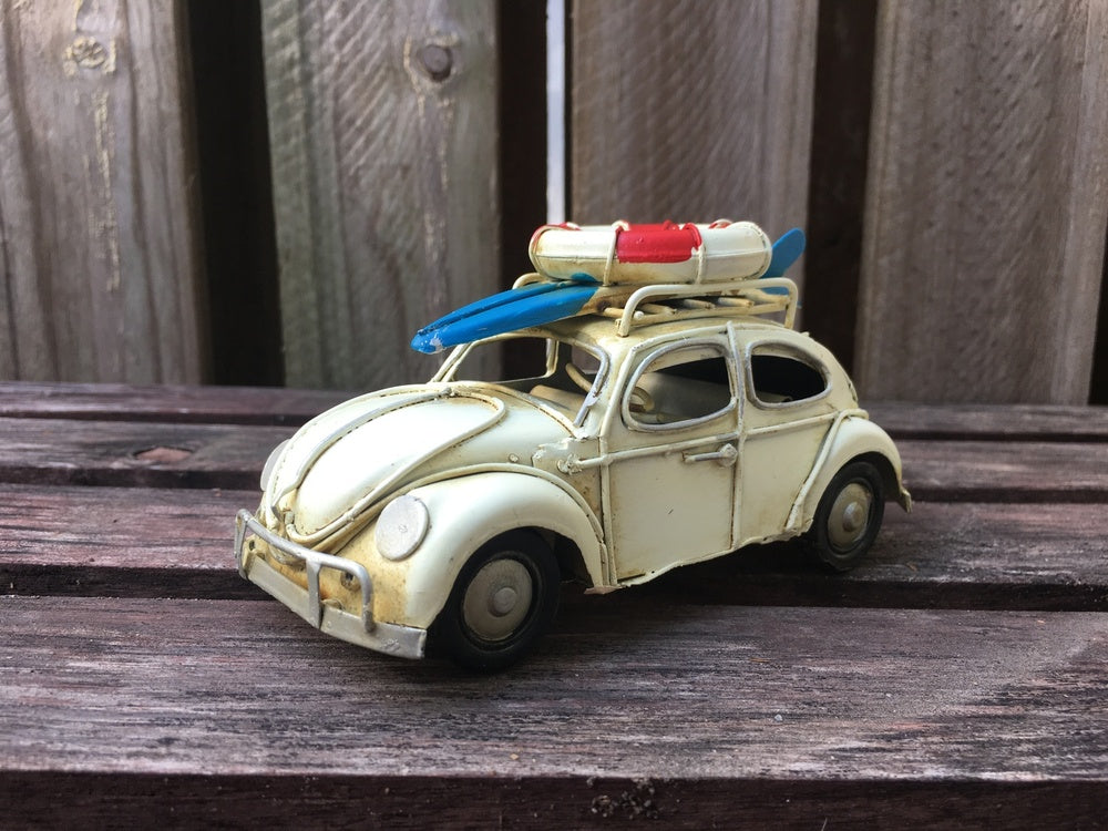 Vintage Diecast Beetle with Surfboard and Lifebuoy