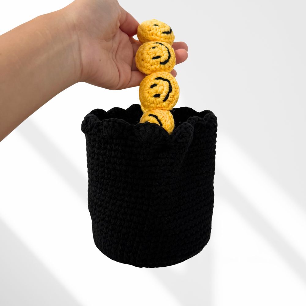 Handmade Smiley Face Knit Tote Bag
