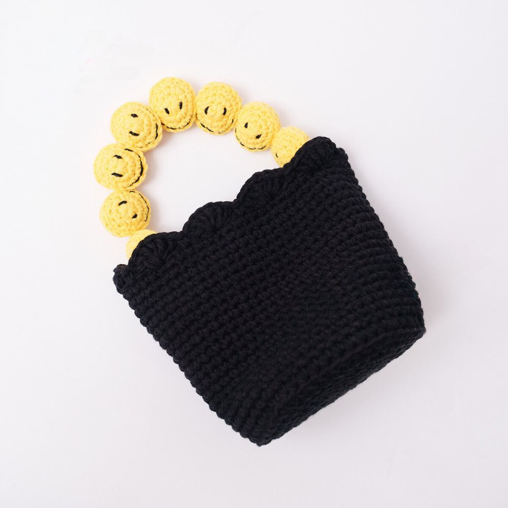 Handmade Smiley Face Knit Tote Bag