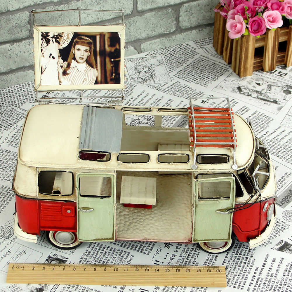 VW Replica Vintage Metal Red Kombi Camper with Photo Frame