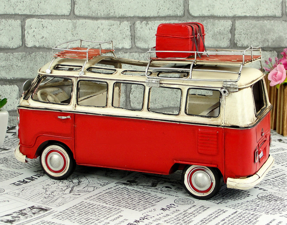 VW Replica Vintage Metal Red Kombi Camper with Photo Frame