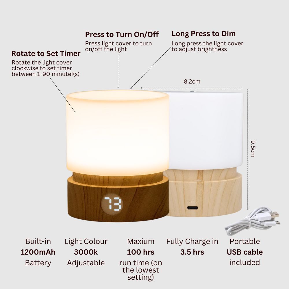HBK Rechargeable LED Timer Night Light
