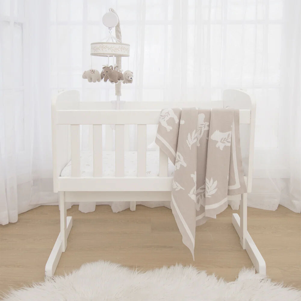 Lolli Living Cotton Knitted Pram Blanket - Bosco Bear
