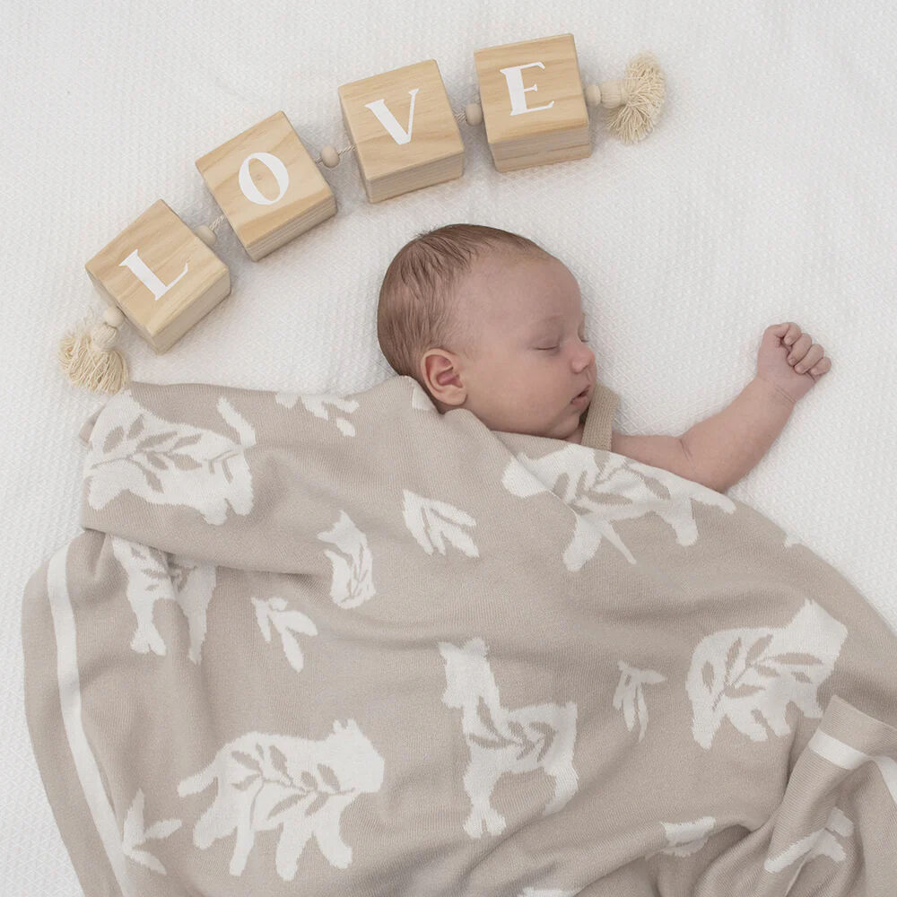 Lolli Living Cotton Knitted Pram Blanket - Bosco Bear