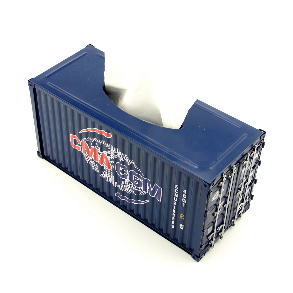 CMA CGM Vintage Diecast Metal Shipping Container Tissue Box