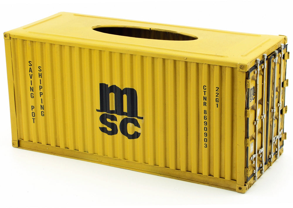 MSC Vintage Diecast Metal Cargo Container Tissue Box