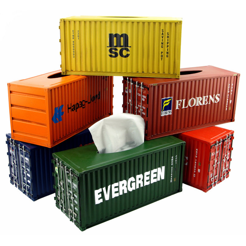 MSC Vintage Diecast Metal Cargo Container Tissue Box
