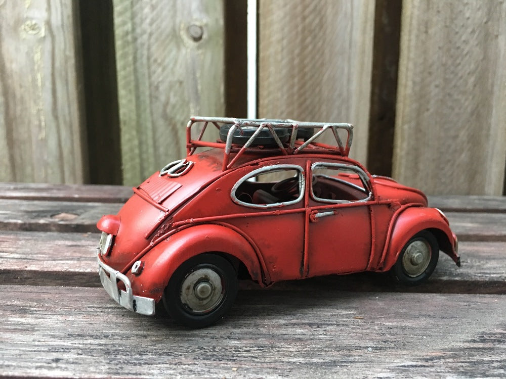 Vintage Diecast Beetle with Spare Wheels on Roof Rack