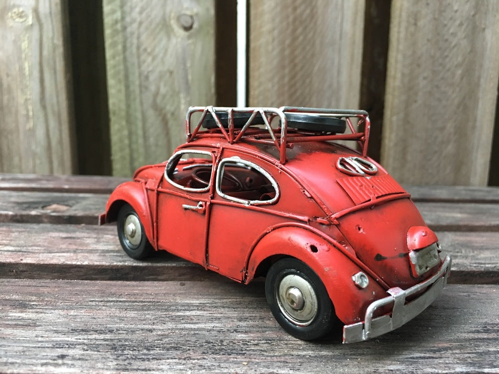Vintage Diecast Beetle with Spare Wheels on Roof Rack