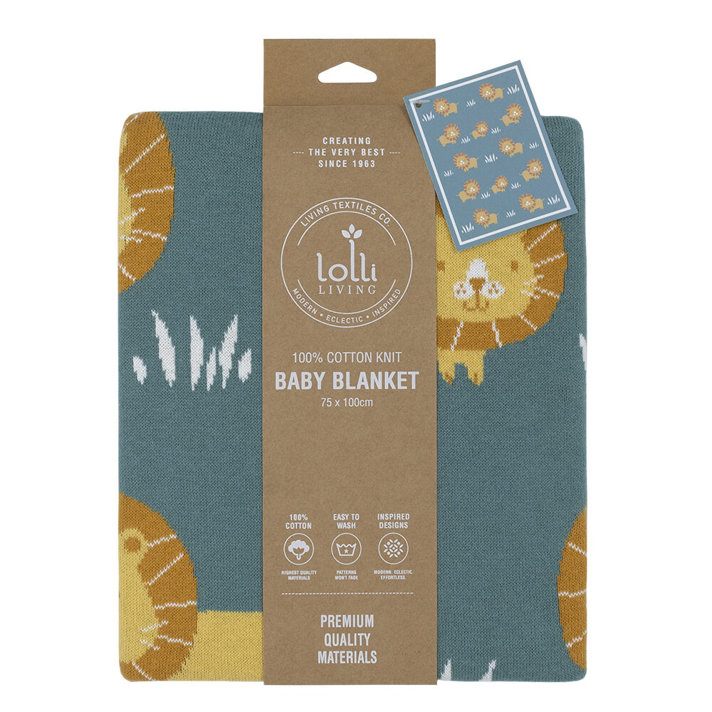 Lolli Living Cotton Knitted Pram Blanket - Day at the Zoo