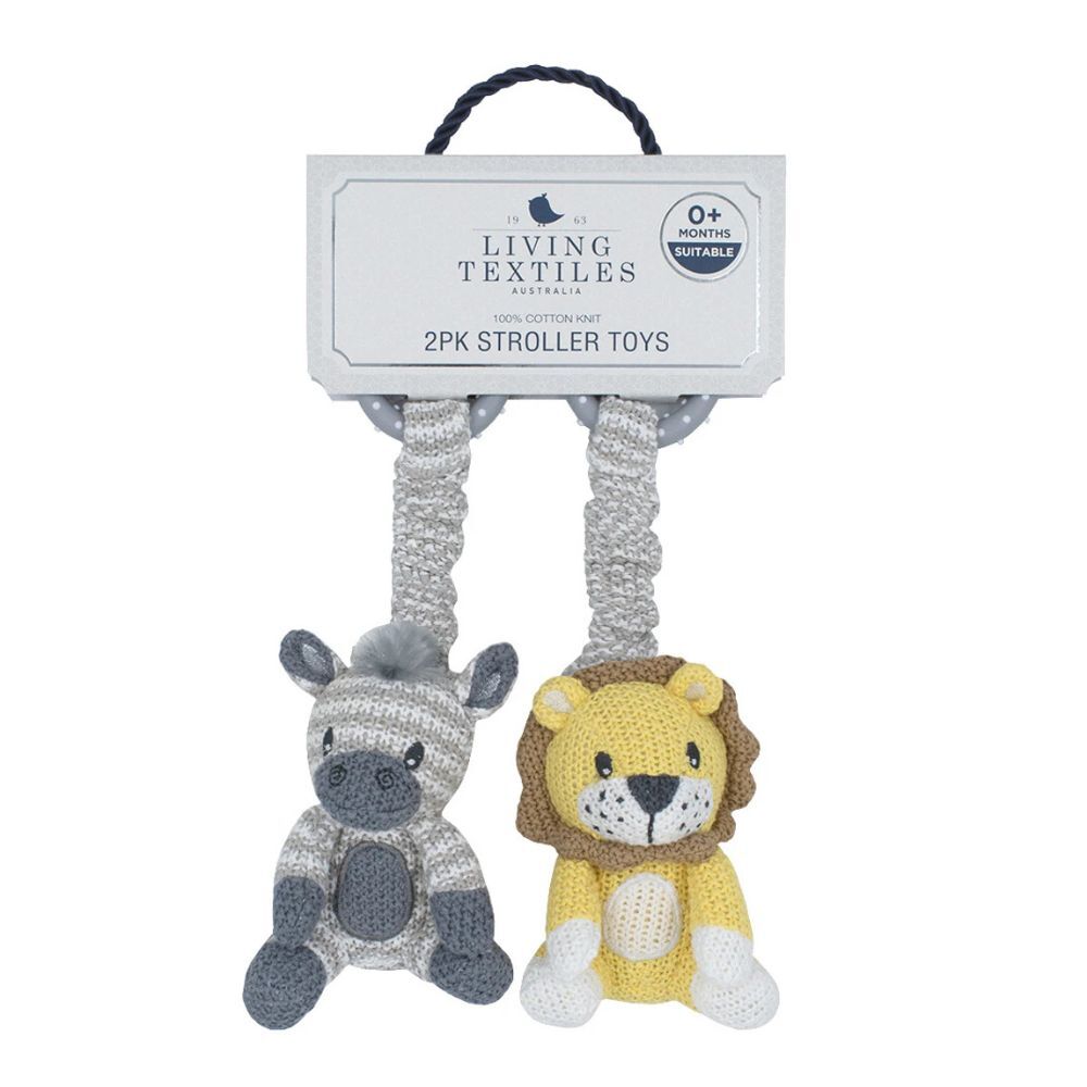 Living Textiles 2pk Stroller Toys - Zebra & Lion
